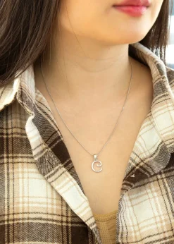Golden Moments Sterling Silver Diamond 'C' Initial Necklace