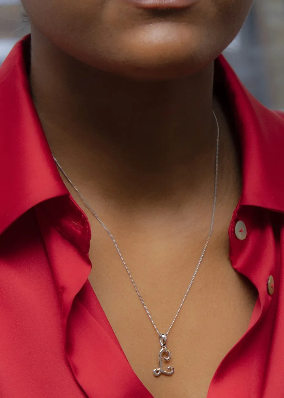 Golden Moments Sterling Silver Diamond 'Q' Initial Necklace