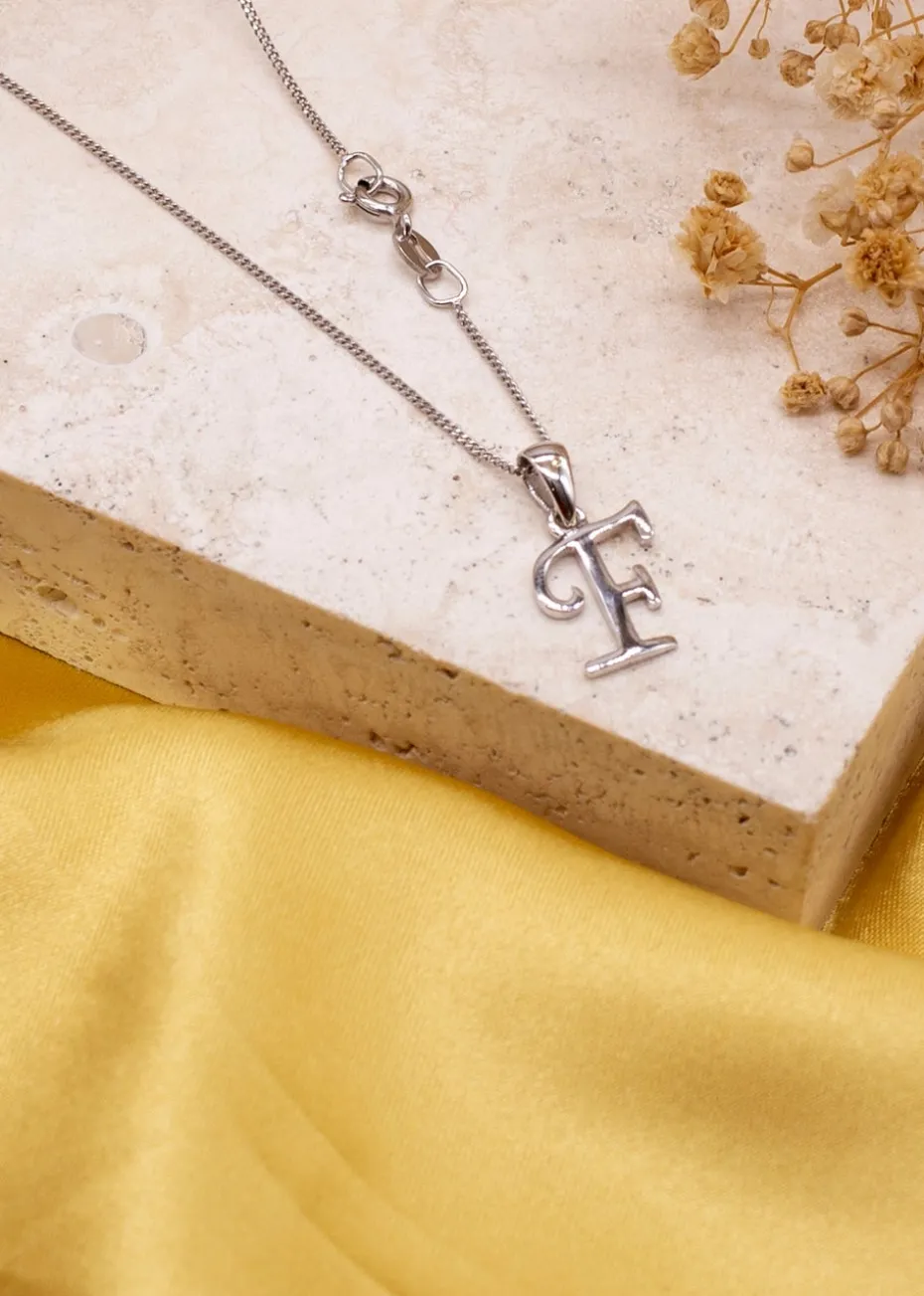 Golden Moments Sterling Silver Diamond 'F' Initial Necklace