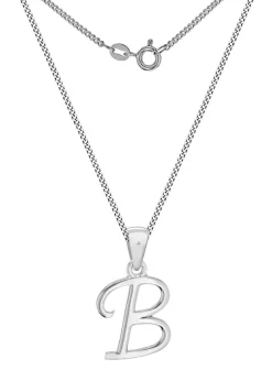 Golden Moments Sterling Silver Diamond 'B' Initial Necklace