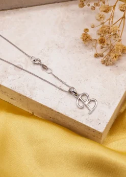 Golden Moments Sterling Silver Diamond 'B' Initial Necklace