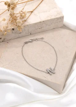 Golden Moments Sterling Silver CZ 'N' Initial Bracelet