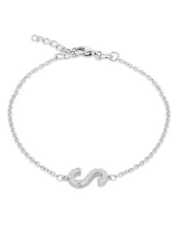 Golden Moments Sterling Silver CZ 'S' Initial Bracelet