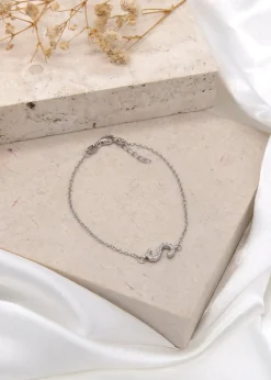 Golden Moments Sterling Silver CZ 'S' Initial Bracelet