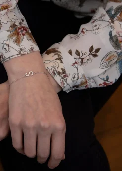Golden Moments Sterling Silver CZ 'S' Initial Bracelet