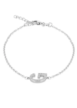 Golden Moments Sterling Silver CZ 'G' Initial Bracelet
