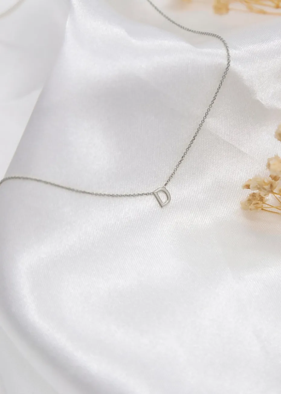 Golden Moments Sterling Silver 'D' Initial Necklace