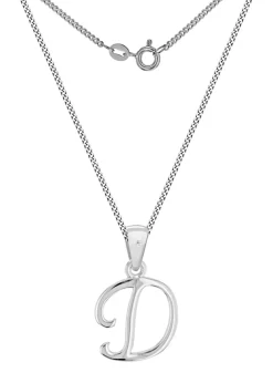 Golden Moments Sterling Silver Diamond 'D' Initial Necklace
