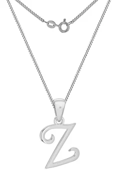 Golden Moments Sterling Silver Diamond 'Z' Initial Necklace