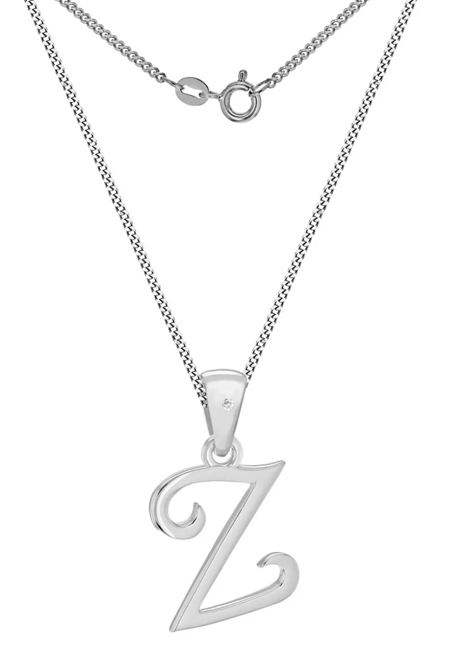 Golden Moments Sterling Silver Diamond 'Z' Initial Necklace