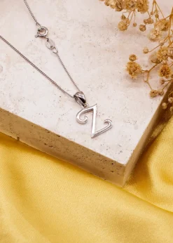 Golden Moments Sterling Silver Diamond 'Z' Initial Necklace