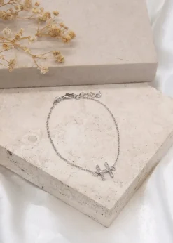 Golden Moments Sterling Silver CZ 'H' Initial Bracelet