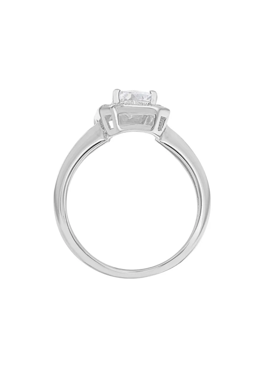 Golden Moments Sterling Silver CZ Princess Cluster Ring