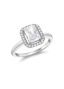 Golden Moments Sterling Silver CZ Princess Cluster Ring