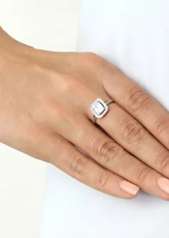 Golden Moments Sterling Silver CZ Princess Cluster Ring