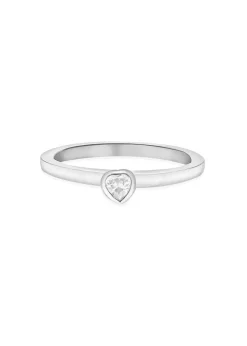 Golden Moments Sterling Silver White CZ Heart Ring