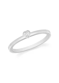 Golden Moments Sterling Silver White CZ Heart Ring