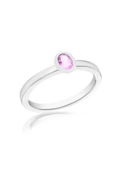 Golden Moments Sterling Silver Pink Oval CZ Band Ring