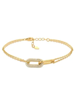 Golden Moments Yellow Gold Plated Paper Link with CZ Bracelet