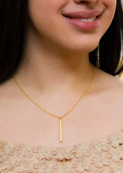 Golden Moments Yellow Gold Plated Vertical Bar Necklace