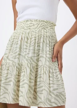 Green Animal Cheesecloth Mini Skirt