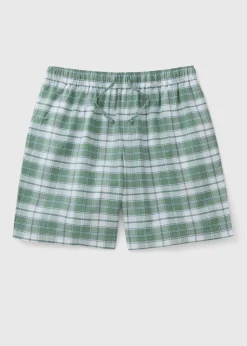 Green Check Woven Shorts