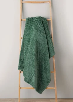 Green Embossed Fleece Throw