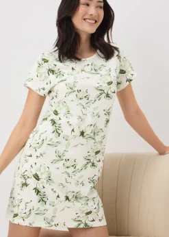 Green Floral Print T-Shirt Nightie