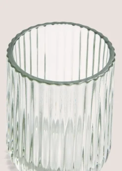 Green Glass Ribbed Tumbler