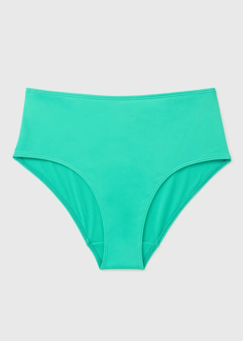 Green High Waist Bikini Bottoms