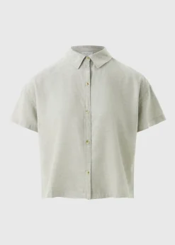 Green Linen Blend Box Shirt