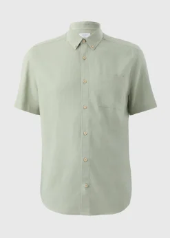 Green Linen Short Sleeve Shirt