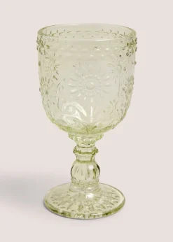 Green Meadow Floral Wine Glass
