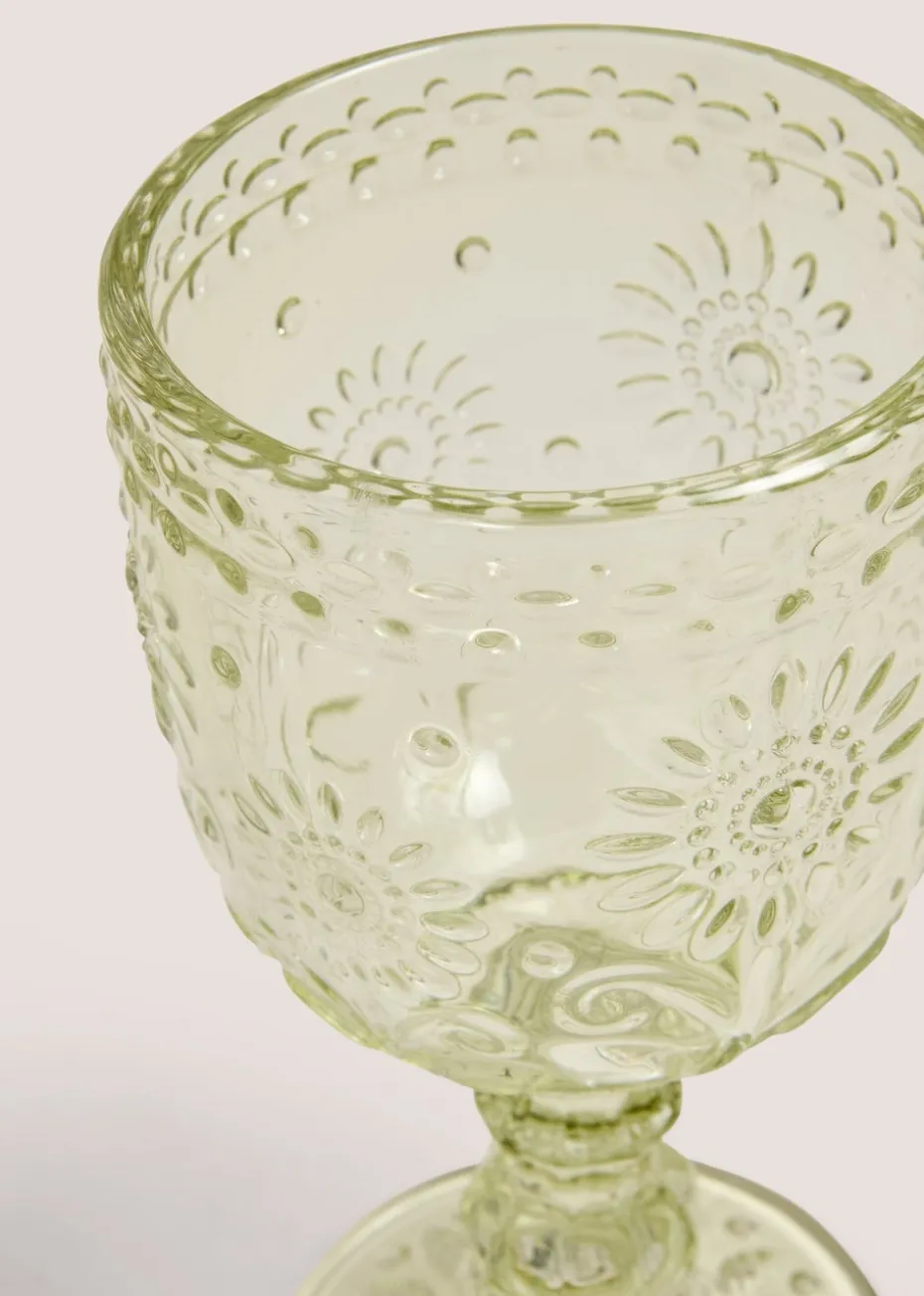 Green Meadow Floral Wine Glass