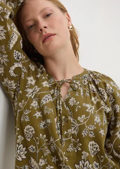 Green Paisley Print Tunic Midaxi Dress