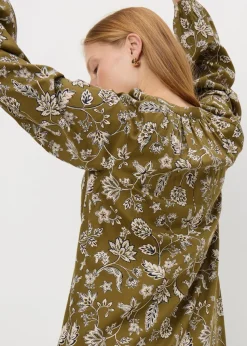 Green Paisley Print Tunic Midaxi Dress