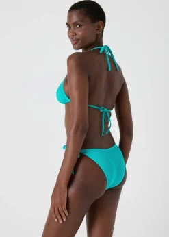 Green Ribbed Triangle Bikini Bottoms