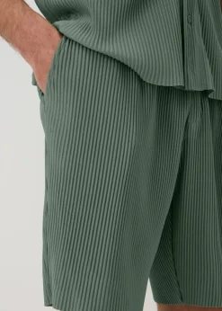 Green Smart Plisse Co Ord Shorts