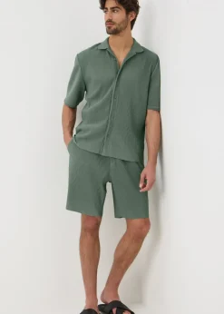 Green Smart Plisse Co Ord Shorts