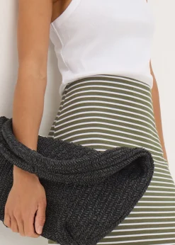 Green Stripe Jersey Maxi Skirt