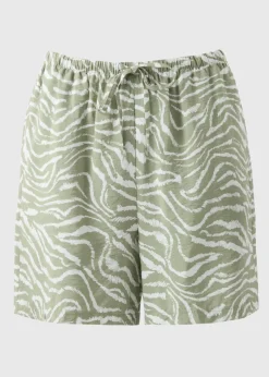Green Zebra Print Textured Shorts
