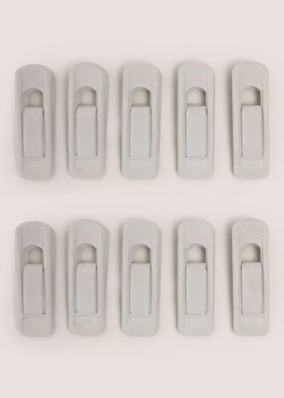 Grey 10 Pack Velvet Hanger Clips