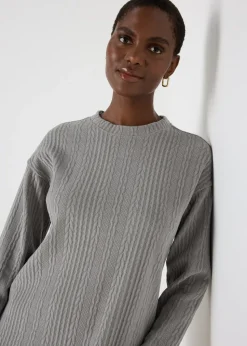 Grey Cable Knit Mini Dress