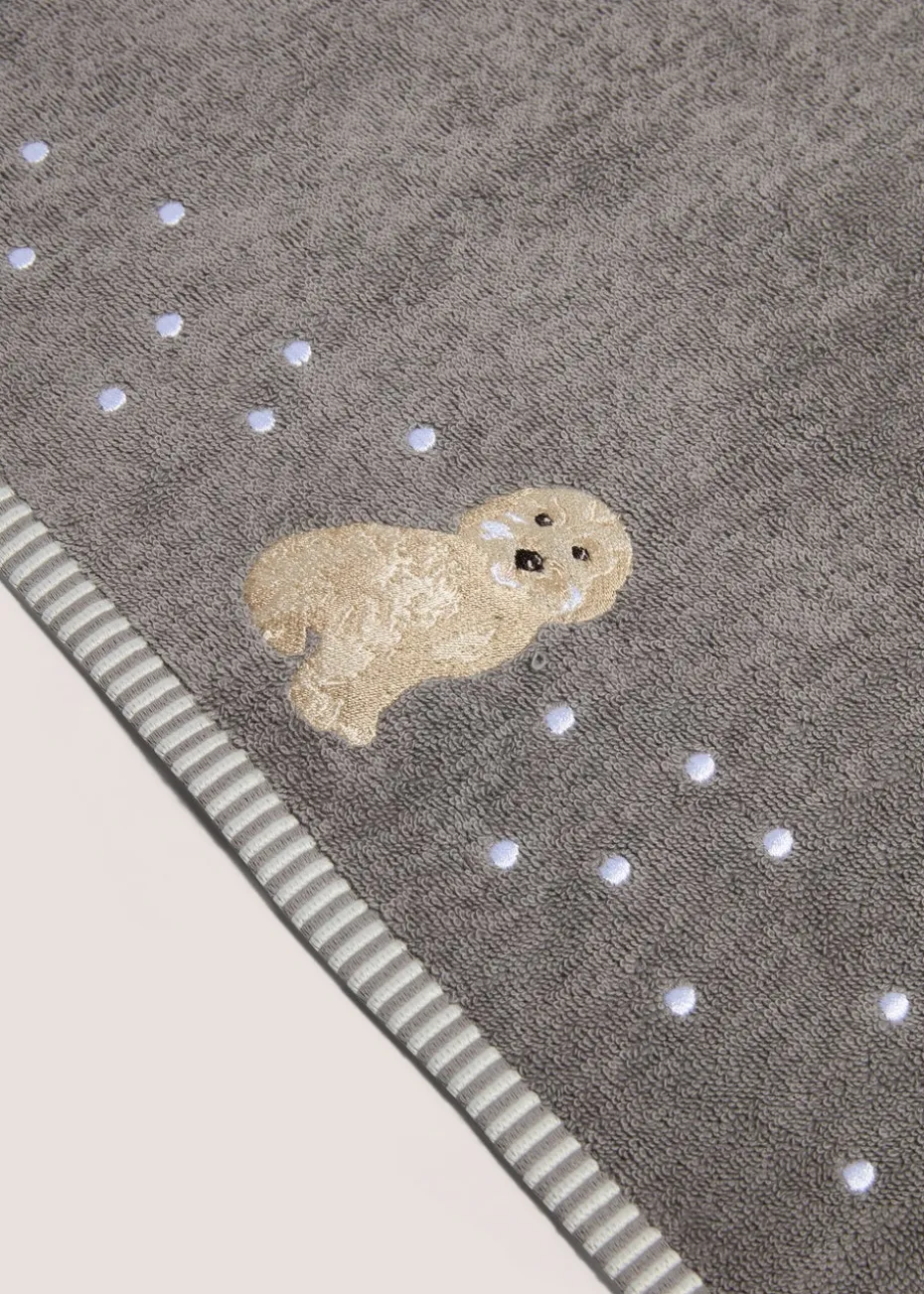 Grey Connie Cockapoo Embroidered Hand Towel
