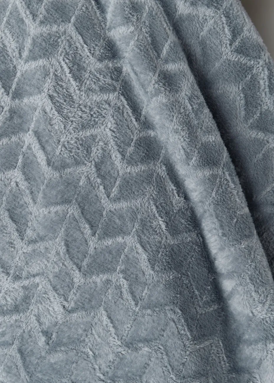 Grey Embossed Fleece Throw