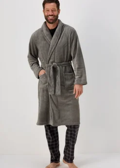 Grey Fleece Dressing Gown