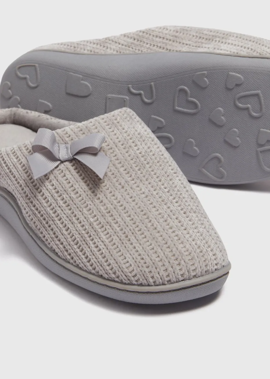 Grey Hidden Support Mule Slippers