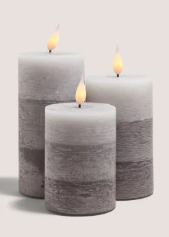 Grey LED Candle (7.5cm x 18cm)