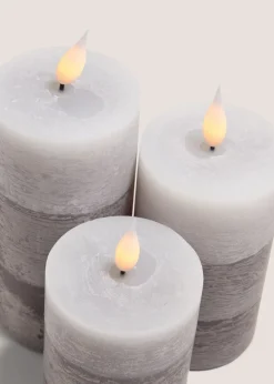Grey LED Candle (7.5cm x 18cm)