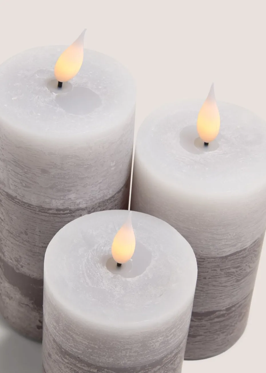 Grey LED Candle (7.5cm x 18cm)